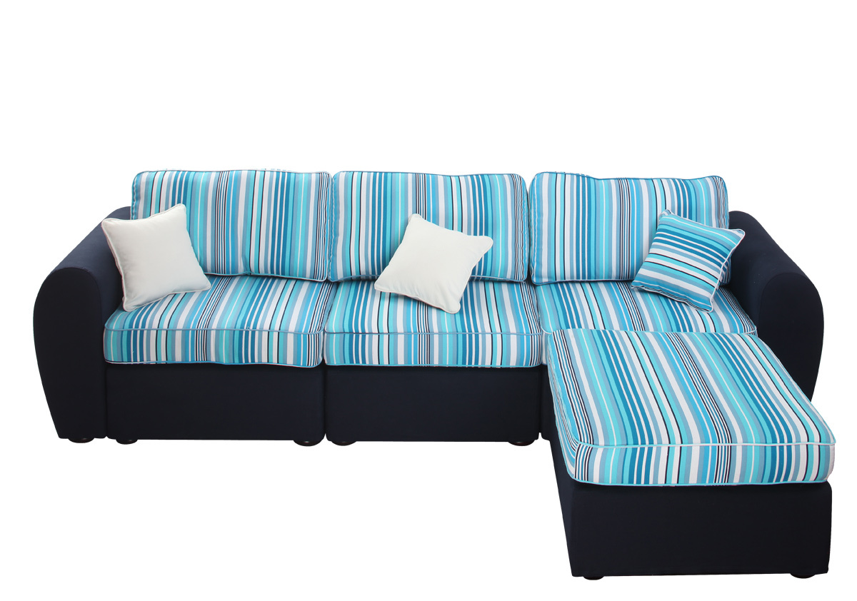 Canap&eacute; club d'angle modulable 4 &agrave; 5 places bleu marine et turquoise UP TO YOU