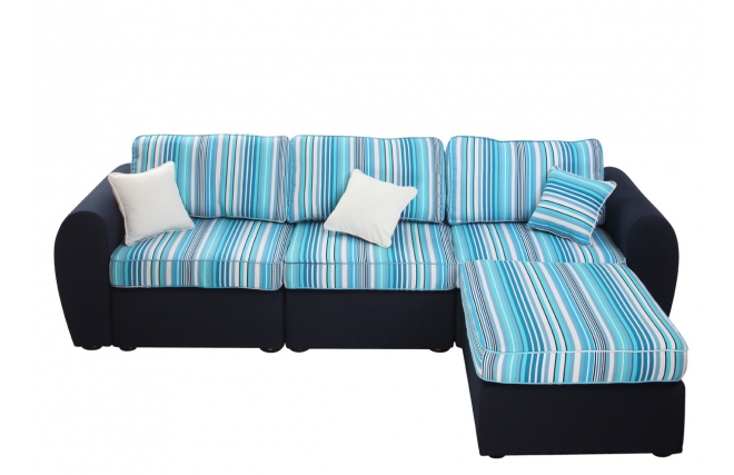 Canap&eacute; club d'angle modulable 4 &agrave; 5 places bleu marine et turquoise UP TO YOU