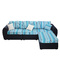 Canap&eacute; club d'angle modulable 4 &agrave; 5 places bleu marine et turquoise UP TO YOU