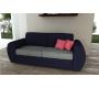 Canap&eacute; convertible 2 places en coton couleur bleu marine et gris