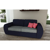 Canap&eacute; convertible 2 places en coton couleur bleu marine et gris