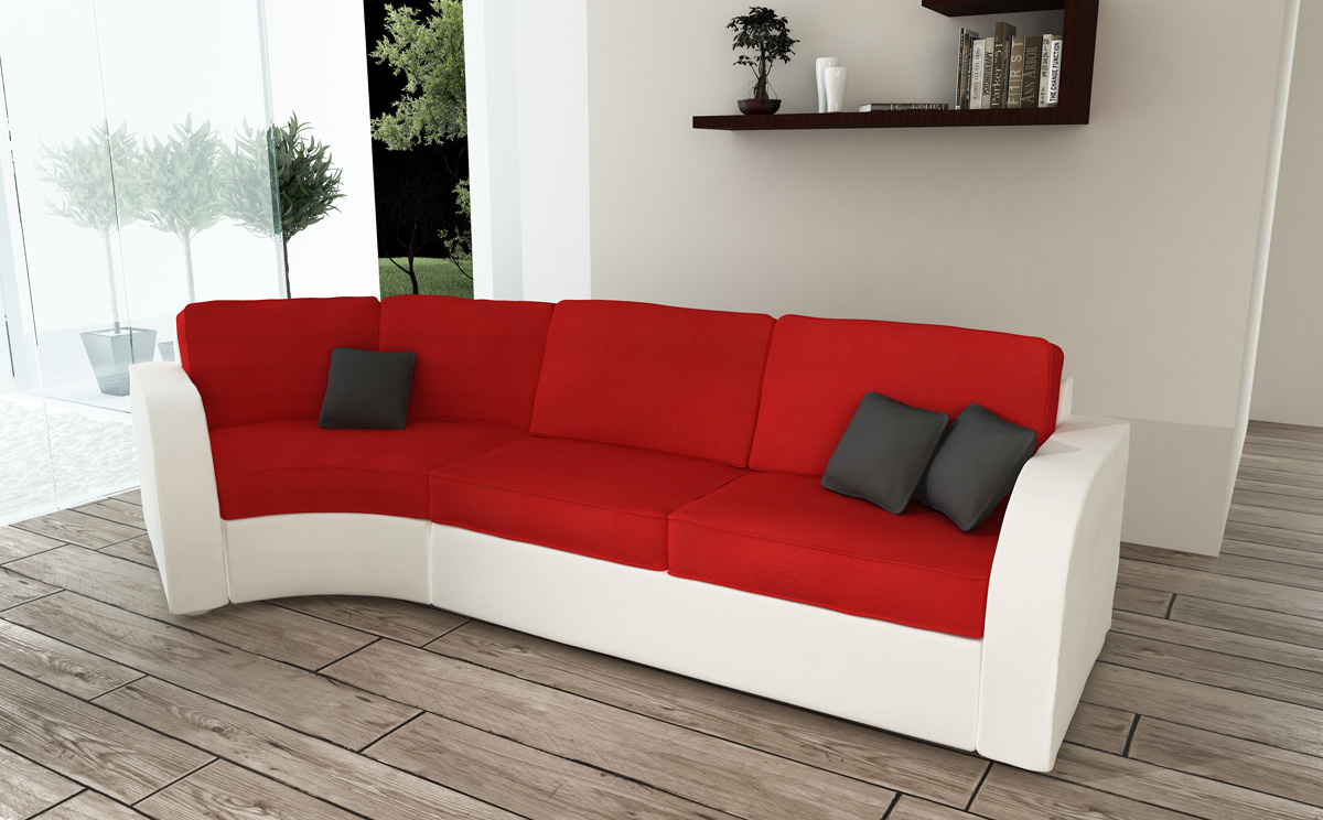 Canap&eacute; convertible 3 places en coton rouge et blanc