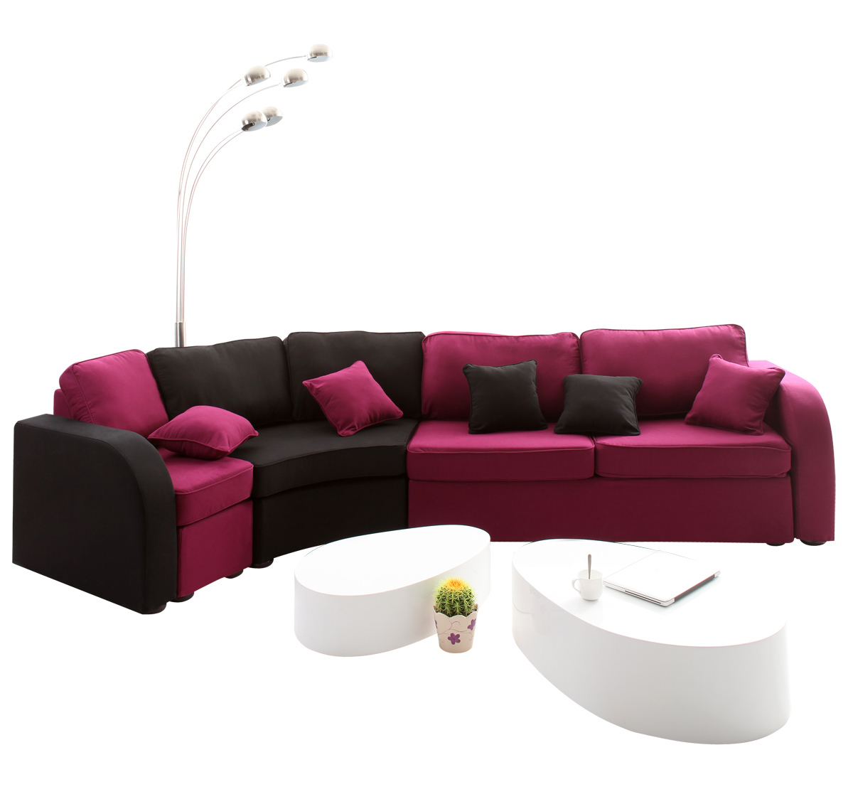 Canap&eacute; convertible 5-6  places prune et noir UP TO YOU