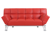 Canap&eacute; convertible cuir rouge 3 places Manhattan