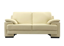 Canap&eacute; cuir design cr&egrave;me 2 places ORLANDO