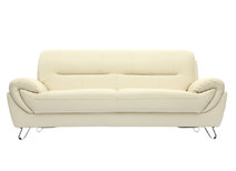 Canap&eacute; cuir design cr&egrave;me 3 places KANSAS