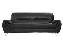 Canap&eacute; cuir design noir 3 places KANSAS