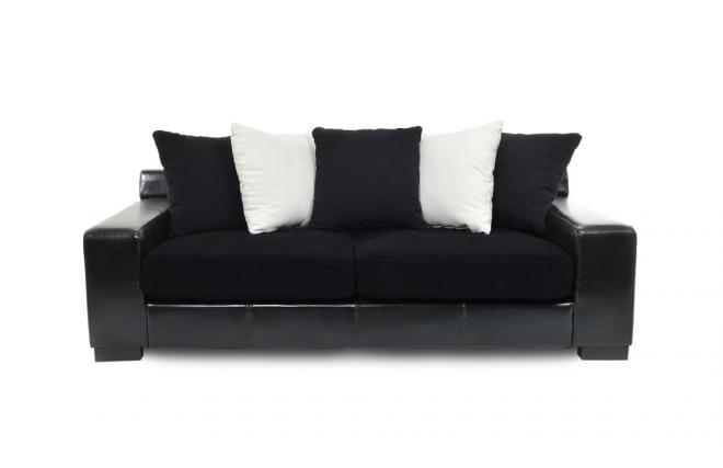 Canap&eacute; cuir et tissu 3 places moderne Lucas - cro&ucirc;te de cuir