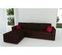 Canap&eacute; d'angle convertible 4 - 5 places en coton couleur chocolat et framboise