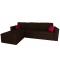 Canap&eacute; d'angle convertible 4 - 5 places en coton couleur chocolat et framboise
