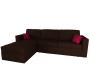 Canap&eacute; d'angle convertible 4 - 5 places en coton couleur chocolat et framboise