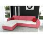 Canap&eacute; d'angle convertible 4 &agrave; 5 places en coton couleur corail et blanc