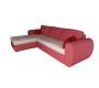 Canap&eacute; d'angle convertible 4 &agrave; 5 places en coton couleur corail et blanc