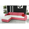 Canap&eacute; d'angle convertible 4 &agrave; 5 places en coton couleur corail et blanc