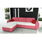 Canap&eacute; d'angle convertible 4 &agrave; 5 places en coton couleur corail et blanc
