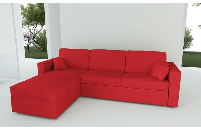 Canap&eacute; d'angle convertible 4 &agrave; 5 places en coton couleur rouge
