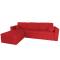 Canap&eacute; d'angle convertible 4 &agrave; 5 places en coton couleur rouge
