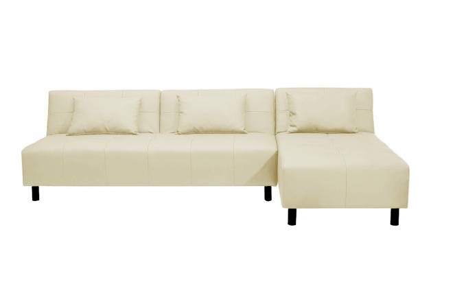 Canap&eacute; d'angle convertible beige polyur&eacute;thane Houston