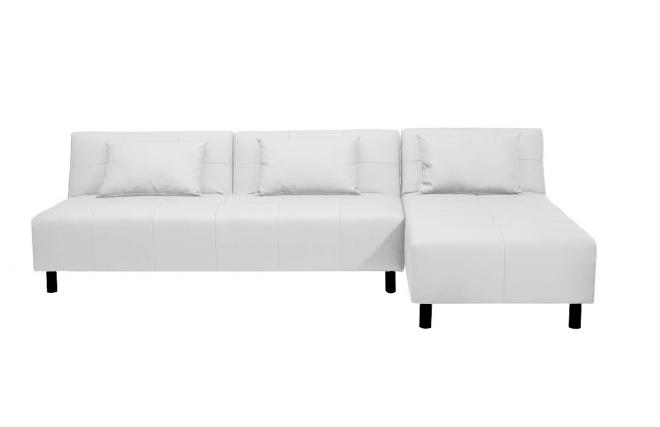 Canap&eacute; d'angle convertible blanc polyur&eacute;thane Houston