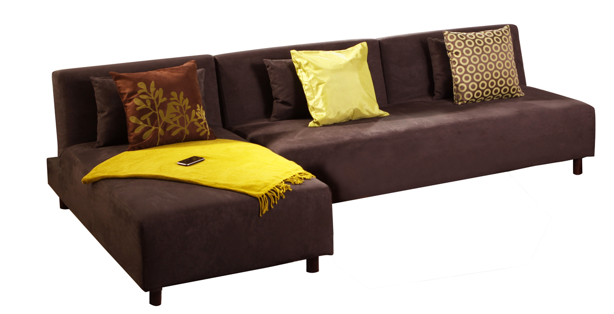Canap&eacute; d'angle convertible chocolat tissu microfibre Houston