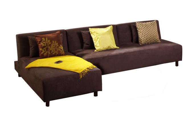 Canap&eacute; d'angle convertible chocolat tissu microfibre Houston