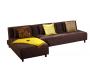 Canap&eacute; d'angle convertible chocolat tissu microfibre Houston