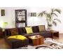 Canap&eacute; d'angle convertible chocolat tissu microfibre Houston