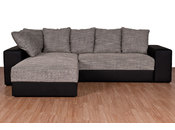 Canap&eacute; d'angle convertible design 4-5 places gris et noir IOAWA