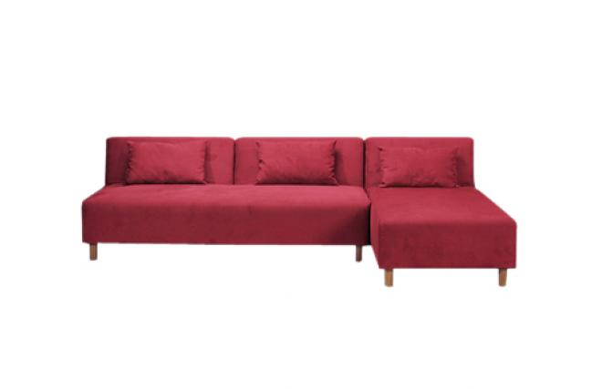 Canap&eacute; d'angle convertible framboise tissu microfibre Houston