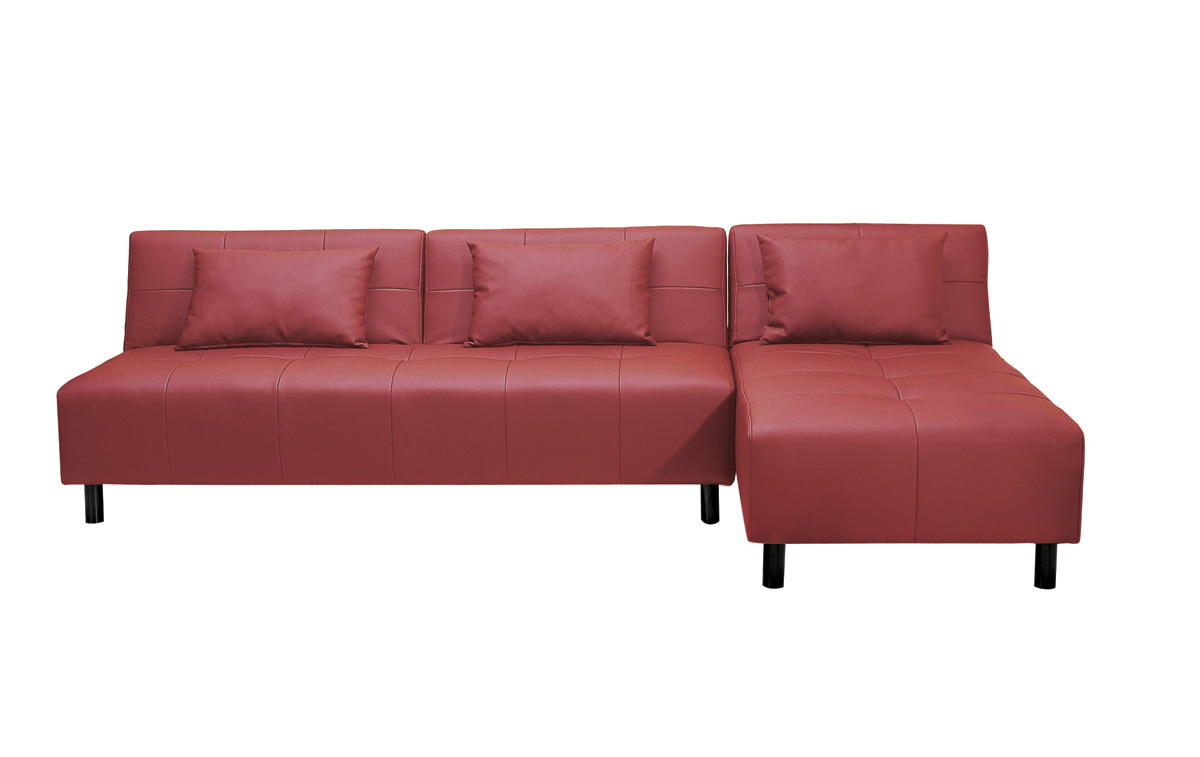 Canap&eacute; d'angle convertible rouge polyur&eacute;thane Houston
