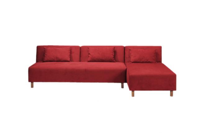 Canap&eacute; d'angle convertible rouge tissu microfibre Houston