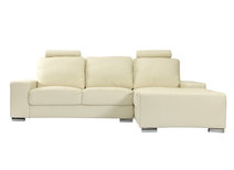 Canap&eacute; d'angle cuir design cr&egrave;me (angle droit) DALLAS