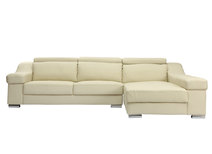 Canap&eacute; d'angle cuir design cr&egrave;me (angle droit) FLORIDE