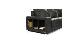 Canap&eacute; d'angle cuir design noir (angle droit) DALLAS