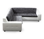 Canap&eacute; d'angle design 4-5 places gris et blanc KINLEY