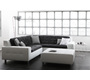 Canap&eacute; d'angle design 4-5 places gris et blanc KINLEY