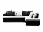 Canap&eacute; d'angle design 4-5 places noir et blanc (angle droit) KINGSTON
