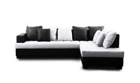 Canap&eacute; d'angle design 4-5 places noir et blanc (angle droit) KINGSTON