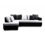 Canap&eacute; d'angle design 4-5 places noir et blanc (angle gauche) KINGSTON