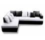 Canap&eacute; d'angle design 4-5 places noir et blanc (angle gauche) KINGSTON