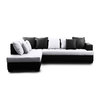 Canap&eacute; d'angle design 4-5 places noir et blanc (angle gauche) KINGSTON