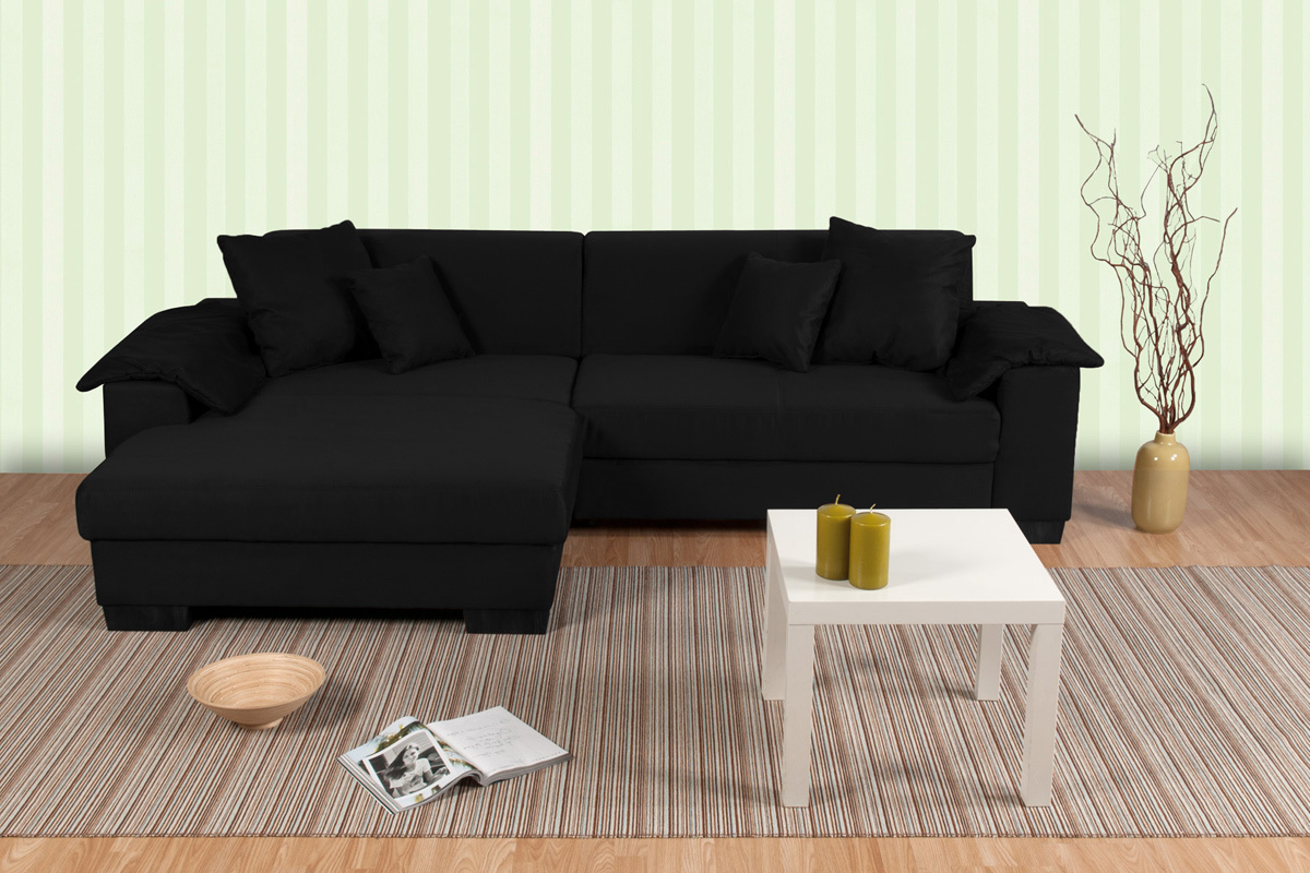 Canap&eacute; d'angle design noir (angle gauche) BOLLYWOD