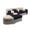 Canap&eacute; d'angle en lin naturel et coton bleu marine UP TO YOU
