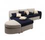 Canap&eacute; d'angle en lin naturel et coton bleu marine UP TO YOU