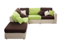 Canap&eacute; d'angle modulable 6 places chocolat, anis et beige UP TO YOU