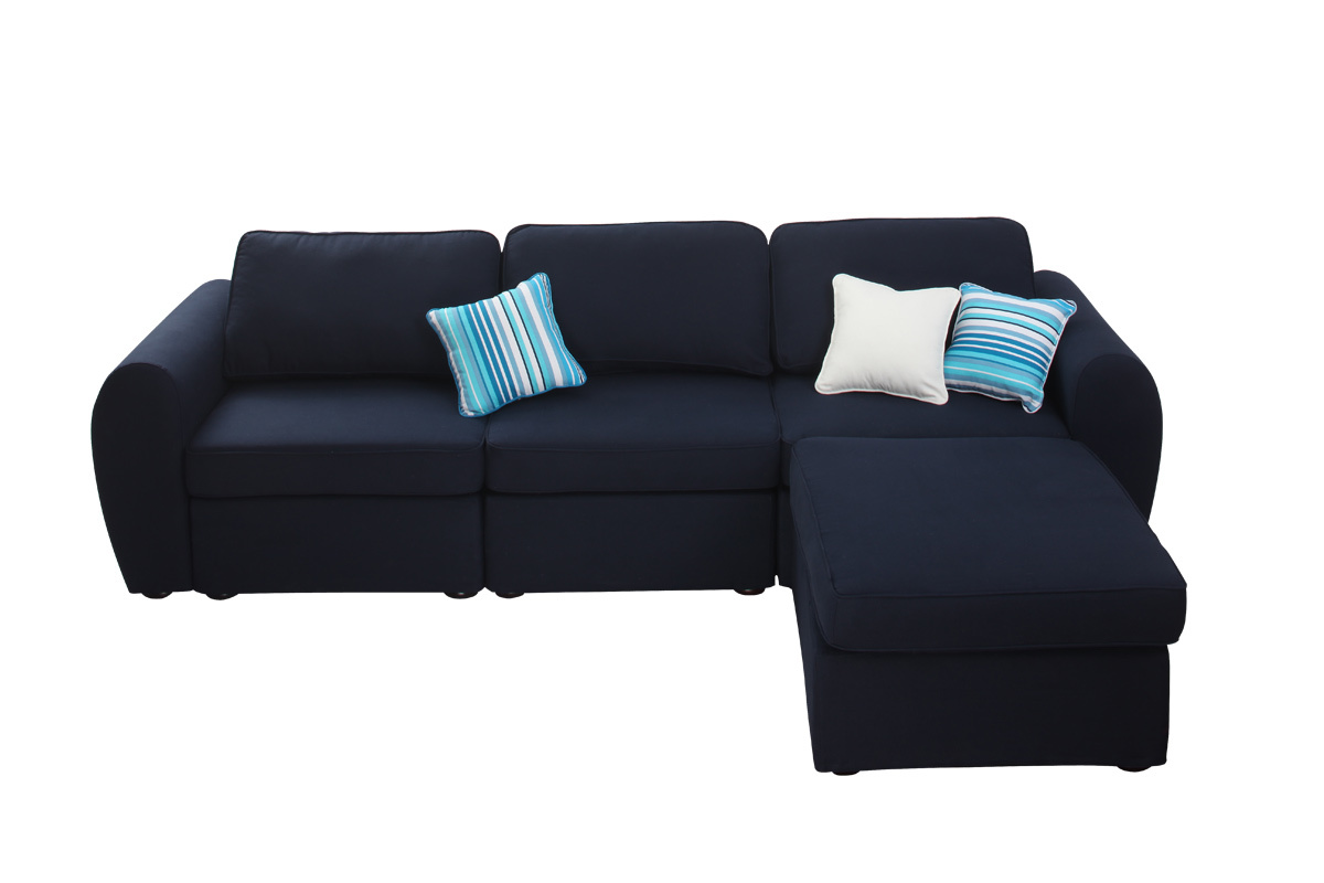 Canap&eacute; d�angle Club 5 places coton modulaire bleu marine UP TO YOU