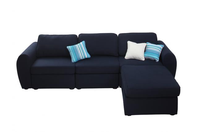 Canap&eacute; d�angle Club 5 places coton modulaire bleu marine UP TO YOU