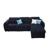 Canap&eacute; d�angle Club 5 places coton modulaire bleu marine UP TO YOU