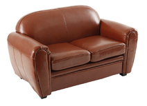 Canap&eacute; enfant 2 places en cuir marron clair - BABY CLUB