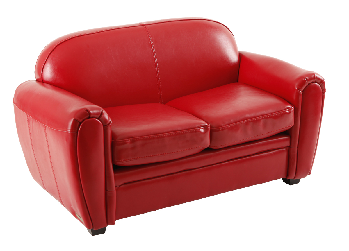 Canap&eacute; enfant 2 places en cuir rouge - BABY CLUB